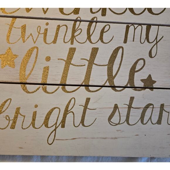 Distressed White Gold Nursey Sign Decor Twinkle Twinkle My Little Bright Star - Picture 5 of 14